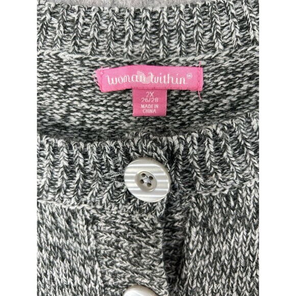 Woman Within Sweater Women's 2X 26/28 Short Sleeve Button Up Cardigan Knit Gray - Picture 9 of 10